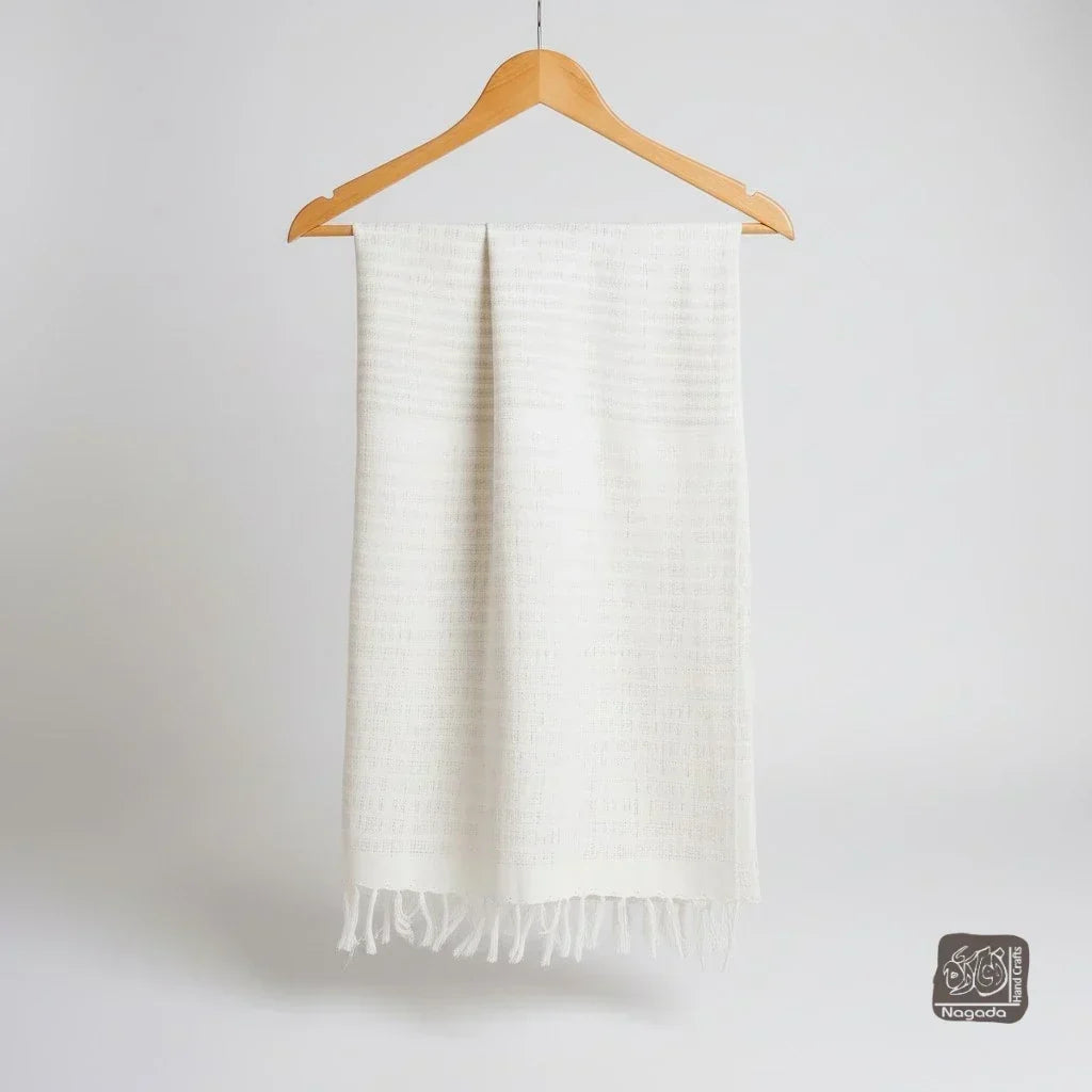 Handwoven Egyptian cotton shawl from Naqada, Upper Egypt