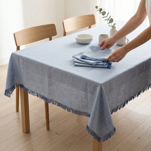 Handmade Linen Dining Tablecloth – 150 × 160 cm with 4 Napkins