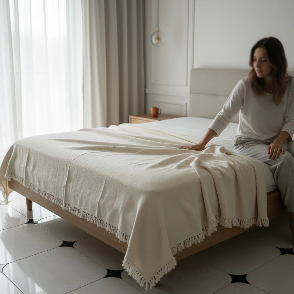 Handmade Cotton Coverlet – 180 × 240 cm | Fits 140–160 cm Beds - Naqada Hand Crafts