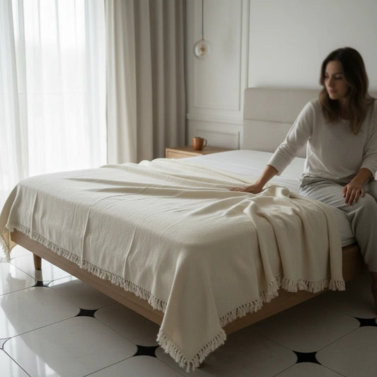 Handmade Cotton Coverlet – 180 × 240 cm | Fits 140–160 cm Beds - Naqada Hand Crafts