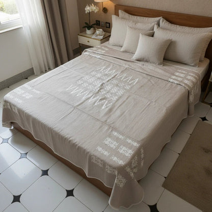 Handwoven Cotton Bedspread with Decorative Border – 240 × 260 cm | Fits King Size Beds - Naqada Hand Crafts